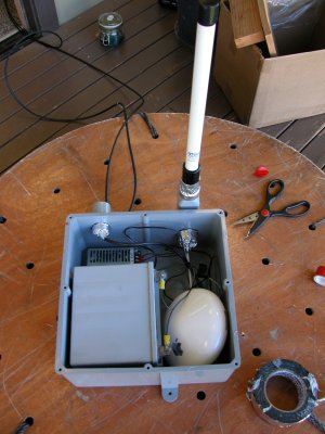 Waterproof box on buoy